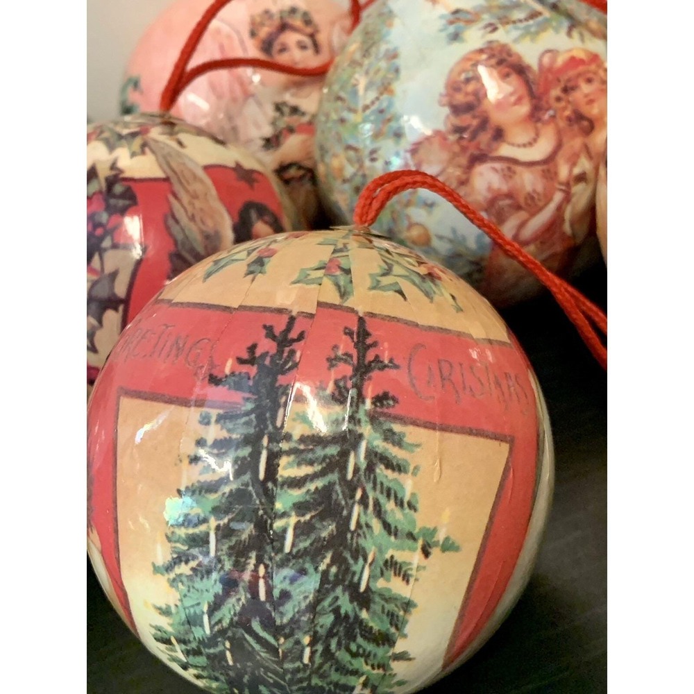 Vintage Paper Mache Germany Tree Victorian Style Christmas Ornaments Lot Of 12 - Picture 5 of 8